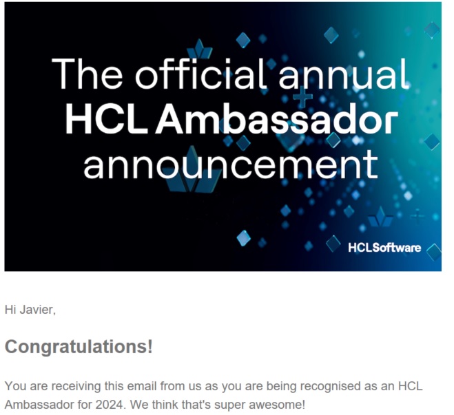 I'll be HCL Ambassador for 2024
